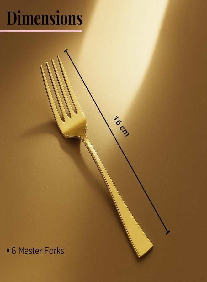 أدوات فرنسية طقم أدوات مائدة فرنسية (6 قطع، شوك ذهبية من الفولاذ المقاوم للصدأ)، مصنوع من مواد آمنة غذائيًا بنسبة 100%، غير سام، مقاوم للصدأ، آمن للغسل في غسالة الأطباق، طقم هدايا مثالي لجميع المناسبات - Image 5